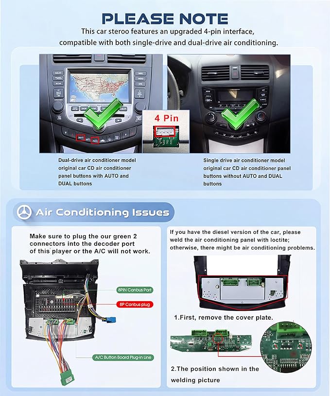 for Honda Accord 7th 2003 2004 2005 2006 2007 Android Car Stereo with Wireless Carplay/Android Auto 10.1" Touchscreen Autoradio Support WiFi GPS Navigation Backup Camera SWC FM/RDS Radio 2G+64G