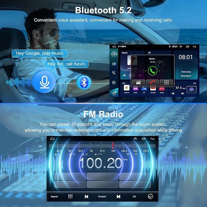 Car Radio Stereo for Chrysler 200C 2015 2016 2017 2018 2019 | QLED Touchscreen, Wireless CarPlay & Android Auto&Mirror Link, Built-in GPS, Wifi&Hotspot,Blutooth,FM Radio, Backup Camera