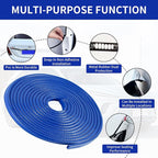 Car Door Edge Guards, 16Ft Rubber Seal Car Door Edge Trim, U Shape Door Edge Protector Guard, Aluminum Weather Proofing Automotive Door Edge Molding Protection for Most Car (Blue, 16Ft)