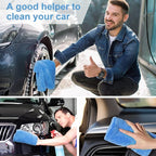 30 Pcs 16 × 16 Inch Microfiber Towels for Cars, 500 GSM Edgeless Plush Car Detailing Towel, Lint Free Scratch Free Cleaning Cloths for Drying, Washing, Polishing, Waxing, Home (Light Blue)