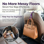 Car Seat Back Hooks 2 Pack - Heavy Duty Rope & Metal Buckle Car Hangers, No Wobble Multi-Purpose Organizer for Grocery Bags, Backpacks, Umbrellas, Trash Bags (Fit Most Vehicles) Purple