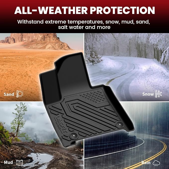 Floor Mats & Backrest Mats & Cargo Mat for Hyundai Santa Fe Hybrid 2026 2025 2024 (Not Fit Gas), All Weather TPE Custom Fit Floor Liners with Full Set Car Mats & Trunk Mats Accessories, Black