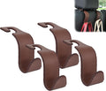 Car Seat Headrest Hook Universal Vehicle Storage Hanger Leather with Metal Car Seat Back Organizer for Handbag Purse Coat Brown 4 Pack