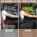 Truck Seat Cushion, Memory Foam Trucker Seat Cushion for Truck Driver Long Sitting with Adjustable Strap, Back Support and Pain Relief for Trucker Driving Office Chair and Pain, Dark Gray