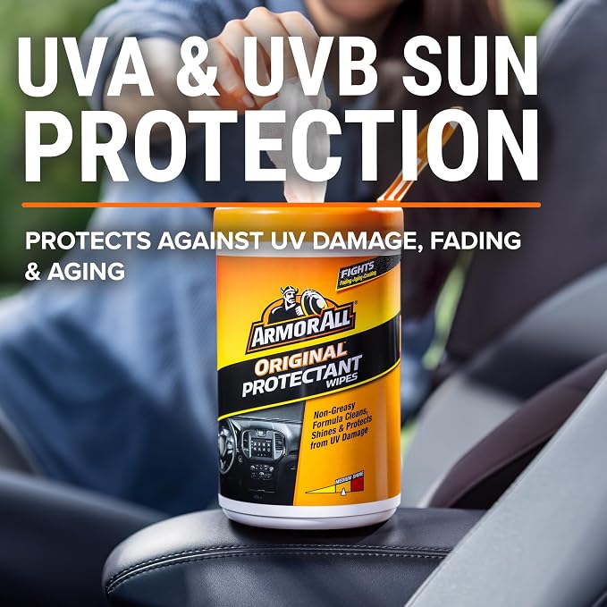 Car Interior Original Protectant Wipes, 90 Count, UV Protectant | Car cleaner wipes for vinyl, rubber, plastic, trim, and dashboards with a non-greasy, streak-free medium shine