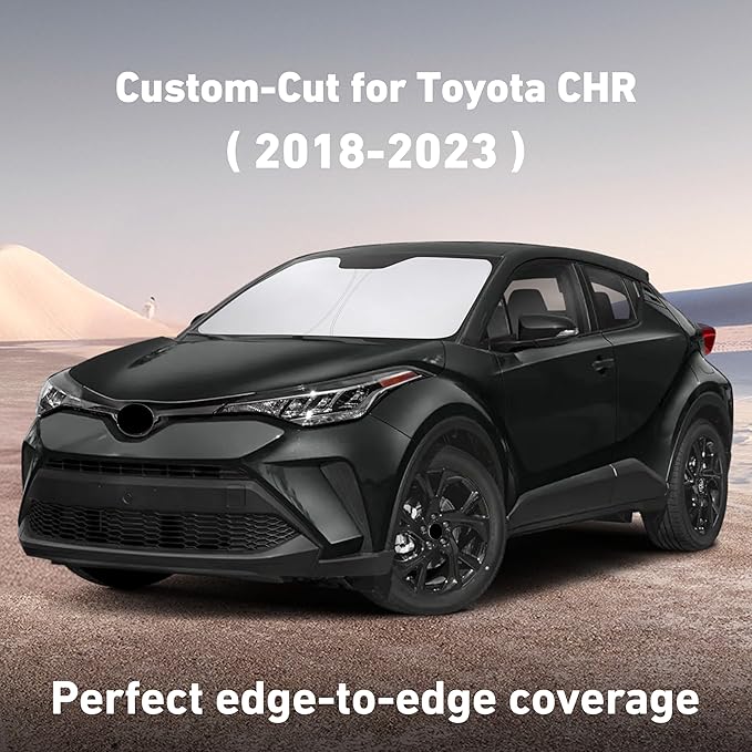 Windshield Sunshade Compatible for Toyota CHR 2018-2021 2022 2023, Sun Visor for Front Windshield & Window Sun Shade Cover, UV Heat Blocker & Protector, Car Accessories