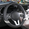 Cute Steering Wheel Cover for Women Men Leather Universal 15 inch,Black