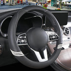 Cute Steering Wheel Cover for Women Men Leather Universal 15 inch,Black
