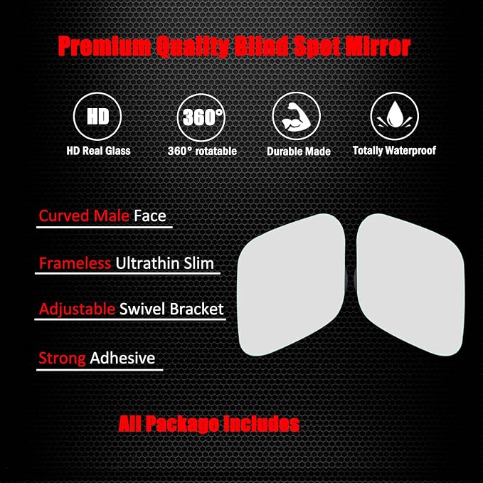 Frameless Blind Spot Mirror, HD Glass Convex Wide Angle Rearview Blindspot Car Mirror for Car SUV and Truck (Rhombus, Pack of 2)