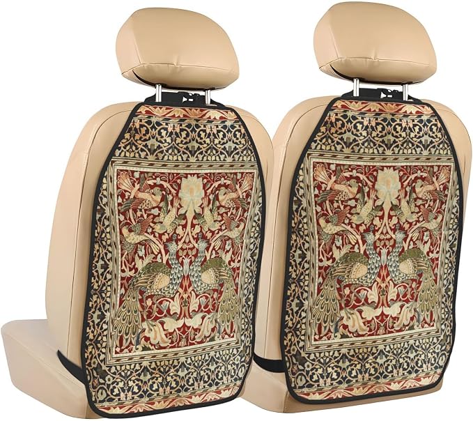 William Morris Vintage Floral Car Seat Back Kick Protectors Kick Mats With Storage Pockets For Vehicles To Protect From Dirt Mud Scratches 2 Pack
