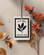 Grey Boho Christian Car Air Freshener 4 Pcs for Women Men | Religious Car Accessories Mirror Decor, Grey Christian Hanging Air Freshener for Cars Closet Drawer Books