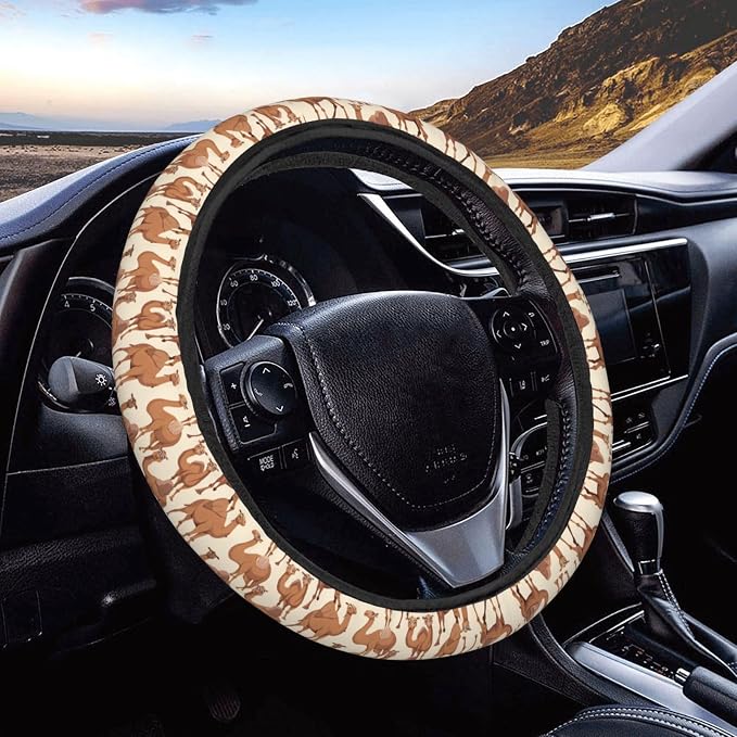 Cartoon Camels Steering Wheel Covers Anti-Slip Elasticity Car Accessories Steering Wheel Protector Universal 15 Inch for Cars SUV Vehicle Truck