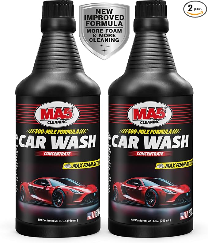 MA5X Car Wash Soap | Concentrated, pH Balanced | High Performance Foaming Car Wash Soap | 32oz Bottle | Pack of 2