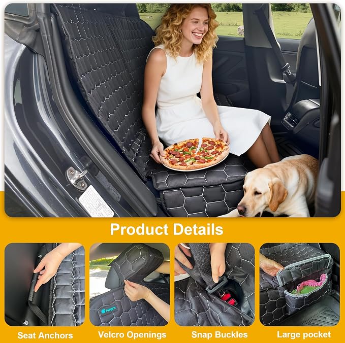 Dog Car Seat Covers for Tesla Model 3,100% Waterproof Back Seat Cover for Cars Armrest Compatible Nonslip Car Rear Seat Protector for Dogs & Kids, Easy Clean Tesla Model 3 Accessories