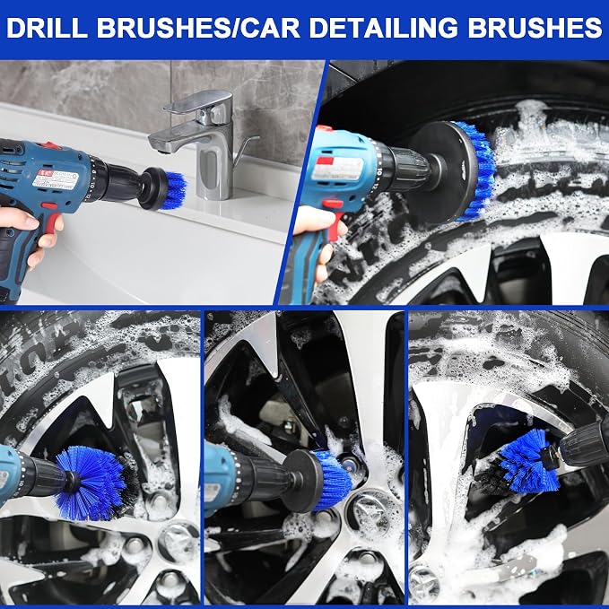 62'' Car Wash Brush Kit with Long Handle, Microfiber Car Wash Mop Mitt, Car Cleaning Detailing Kit, Exterior Interior Car Cleaning Supplies for Cars RV Truck Boat