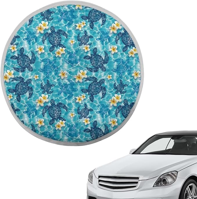 Sea Turtle Flower Steering Wheel Cover Protector for Blocking Sun & Heat Car Steering Wheel Cover Sun Shade Universal Car Accessories for Cars Truck SUV
