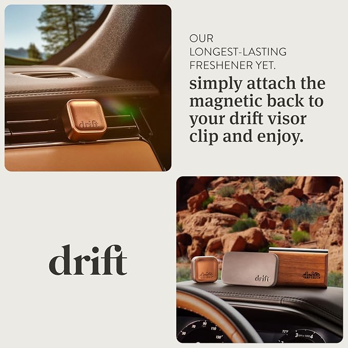 Drift Metal Vent Clip 3x Refills - Car Air Freshener - Scent Diffuser for Car - Metal Odor Eliminator - Open Air