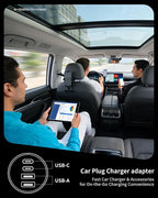 90W 4-Port Car Charger USB C Fast Charge with 240W Type C Cable for Samsung | USB-C Car Phone Charger Super Fast Charging,Cigarette Lighter Adapter, for Galaxy S26 S25 S24 S23 Ultra iPhone 17 16 Android