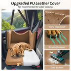 Dog Car Seats for Small Medium Dogs Under 35lbs, Waterproof PU Leather Dog Booster Seat with Detachable Cover, Thickened Memory Foam Pet Car Seat with Safety Belt and Storage Pockets