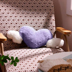 2 Pcs Plush Heart Shaped Pillow with Angel Wings Car Headrest Soft Comfortable Seat Pillow for Driving Travelling Room Office Car Decor, 19.7 x 8.3 Inch(Purple)