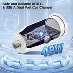48W USB C Car Charger for iPhone 17 16 15 Pro Max, 48W Dual Port USB-C & USB-A Car Fast Charging Adapter, 2X3FT C to C Cable & A to C Carplay Cable for iPhone 17 16 15 Series/iPhone Air, iPad, Samsung