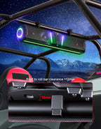 2025 Midnight 60 26-inch UTV Sound Bar, IP66 Waterproof Golf Cart Sound Bar, ATV Speaker Bluetooth with RGB, SxS Soundbar Compatible with Polaris RZR Can-Am w/ 1-2 in Roll Bar