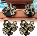 Bow Car Hooks for Purses and Bags, 2 Pack Cute Car Purse Hook, Universal Car Seat Headrest Hooks Bag Holder, Bow Car Accessories, Automotive Purse Hook Hanger Interior Decoration Accessories (Leopard)