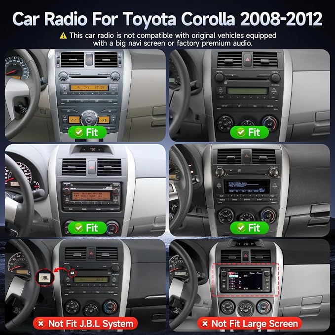 Linux Car Stereo for Toyota Corolla 2008-2012, 9Inch IPS Touchscreen for Corolla Car Radio with Carplay Android Auto Mirror Link FM EQ Backup Camera SWC (for Toyota Corolla 2008-2012)