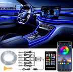 Interior Car LED Strip Lights, RGB 6 in 1 Ambient Lighting Kits with 315 inches Fiber Optic, 16 Million Colors Car Interior Lights with Wireless APP and Remote Control, Sync to Music