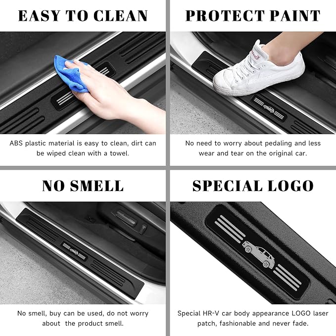 4PCS Car Door Edge Guards Door Sill Protector for Honda 2023-2025 2026 HRV HR-V Accessories ABS Plastic Material Matte Black Car Door Threshold Protection