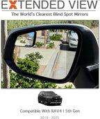 Custom Blind Spot Mirrors- Compatible with 2019-2025 Toyota Rav4 | blind spot mirrors compatible with 5th Generation Rav4 factory mirrors | 2 Piece Set (Left & Right)