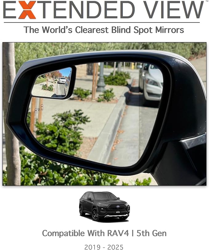 Custom Blind Spot Mirrors- Compatible with 2019-2025 Toyota Rav4 | blind spot mirrors compatible with 5th Generation Rav4 factory mirrors | 2 Piece Set (Left & Right)