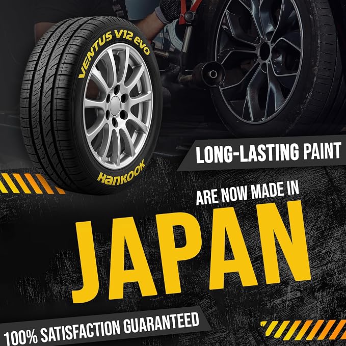 Color Tire Paint Pen - Waterproof Permanent Paint pens for Car Wheels Lettering | Car Wash Safe and Durable | Made in Japan (Yellow, 1 Count (Pack of 1))