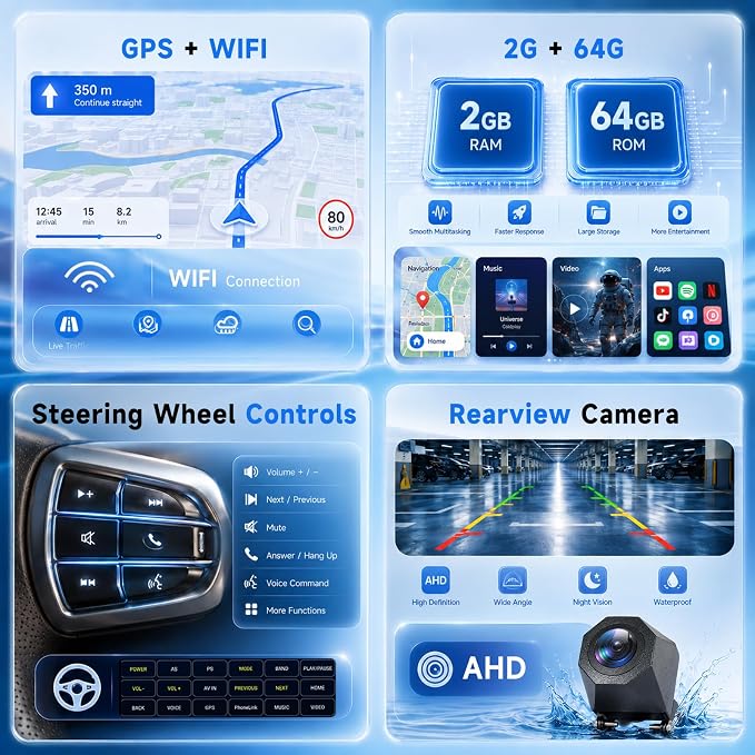 4G+64G Android Car Stereo for VW Jetta Passat Golf Beetle Polo Caddy Tiguan Touran SEAT Skoda,7 Inch Touchscreen with Wireless Carplay Android Auto GPS WiFi Bluetooth FM/RDS DSP Canbus Camera