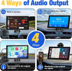 Carplay Screen for Car, 7 inch Wireless Carplay & Android Auto（Black） | Portable Touchscreen car play with Mirror Link，Bluetooth，Voice Control，Map Navigation，FM Transmit，Plug-and-Play car stereo
