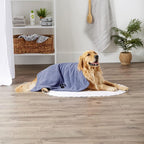 Pet Grooming Microfiber Towel, Embroidered Collection, X-Large,41x23.5", Stonewash Blue