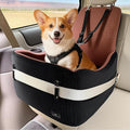 Dog Car Seat for Small/Medium Dogs Up to 35 lbs – Patented Safety System, 5" Memory Foam Pet Booster Car Seat, Fully Detachable and Washable Dog Carseat with 2 Storage Pockets (Black/Brown)