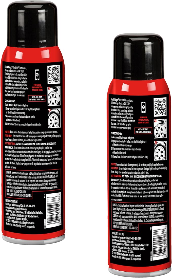 120269 Tire Wet Foam - Specially Formulated Thick Tire Spray Foam Clings to Tires to Dissolve & Clean Dirt while Shining & Protecting, 18 Fl. Oz. (Pack of 2)