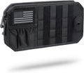 WYNEX Molle Car Sun Visor Organizer, Car Accessories with Zip Storage Pouch & Glasses Holder, Semi-Rigid Molle Panel with Patch for Tactical Gears, Fits Most Cars, Trucks, Pickups, Patrols