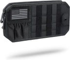 WYNEX Molle Car Sun Visor Organizer, Car Accessories with Zip Storage Pouch & Glasses Holder, Semi-Rigid Molle Panel with Patch for Tactical Gears, Fits Most Cars, Trucks, Pickups, Patrols