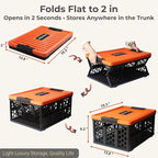 Trunk Organizer Plastic for Car, Orange | Collapsible Crate Storage, With Lid, Waterproof Bag, Optional Insulated Cooler, For SUV, Groceries, Camping