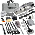 Car Cleaning Kit, Car Detailing Kit Interior Cleaner with High Power Handheld Vacuum, 10Pcs Detailing Brush and Storage Bag, Gray Auto Interior Cleaning Kit for Men