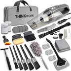 Car Cleaning Kit, Car Detailing Kit Interior Cleaner with High Power Handheld Vacuum, 10Pcs Detailing Brush and Storage Bag, Gray Auto Interior Cleaning Kit for Men