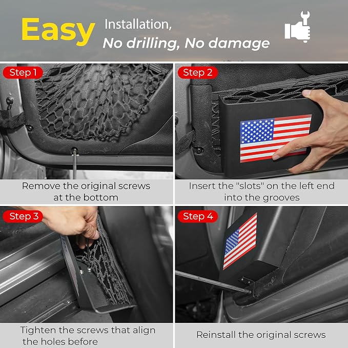 2 Pack Metal Front Door Storage Box Pockets Compatible with Jeep Wrangler JK JKU 2/4 Door 2007-2018 Side Insert Organizer for Interior Storage Accessories