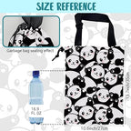 Car Garbage Bag Cute Black Panda Drawstring Car Trash Bag Hanging for Back Seat with Adjustable Buckle Canvas Vehicle Trash Can Easy-to-Install