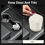 Car Trash Can with Lid - Mini Car Garbage Can Bin for Cup Holder - Beige Small Leakproof Vehicle Trash Bin for Back Seat, Cute Automotive Accessories Organizers and Storage for Door SUV Truck