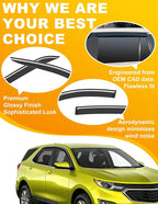 Low-Profile Window Rain Guard for Chevy (Chevrolet) Equinox 2018-2024 Rain Guards Side Window Visors Extra-Thick Vent Visor Window Deflectors Tape-on Vent Shades Car Accessories 4-pcs