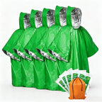 5Pack Emergency Poncho Portable Survival Rain Poncho with Hood for Adults Emergency Supplies and Survival Kits for Outdoor Camping,Hiking,First Aid,Green