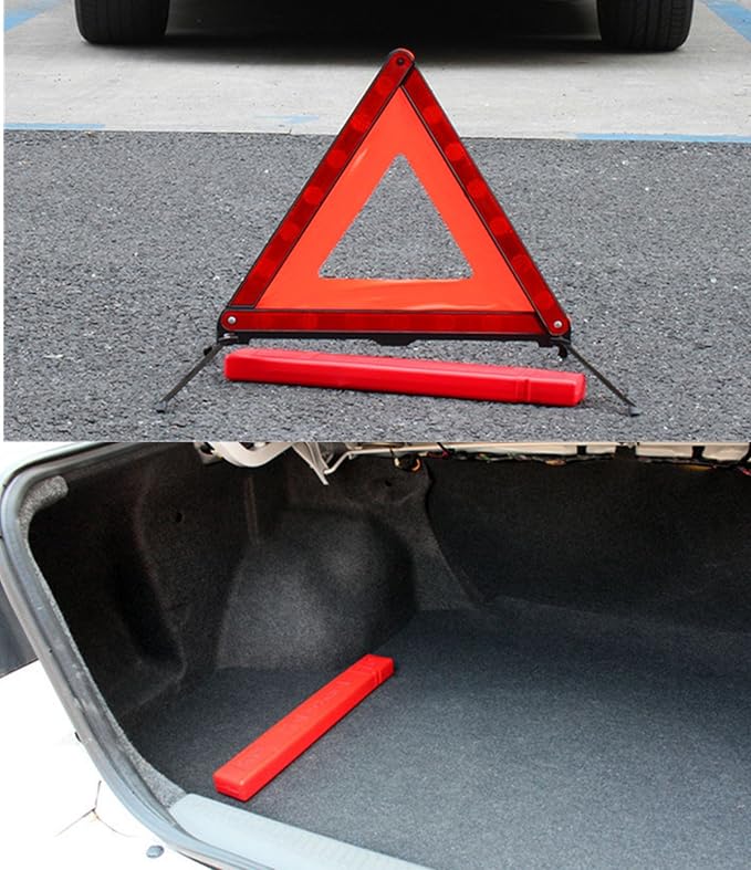 Reflective Warning Triangle for Vehicles, Emergency Warning Triangle Roadside Safety Triangle Kits, Day and Night Visibility for Car Breakdowns, Accidents, Fog Rain, 3-Pack