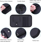 Car Sun Visor Organizer, Vehicle Interior Accessories Storage Pouch Auto Registration Holder with Elastic Strap for Sunglass, Documents, Cards, Pen, Drivers License, etc. (Black)